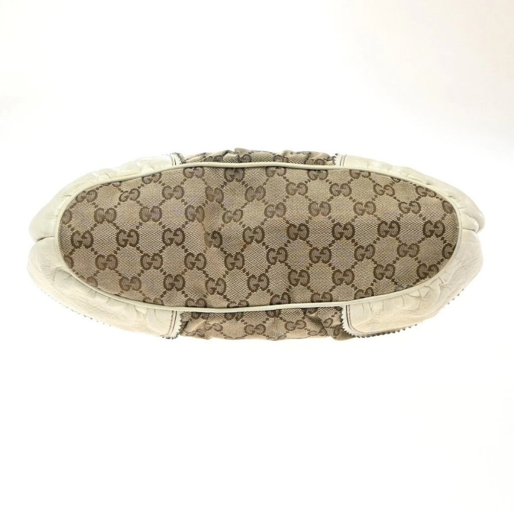 GUCCI GG Pattern Shoulder Tote Bag Canvas Leather Brown White GHW Italy 31EG320 - Picture 6 of 15